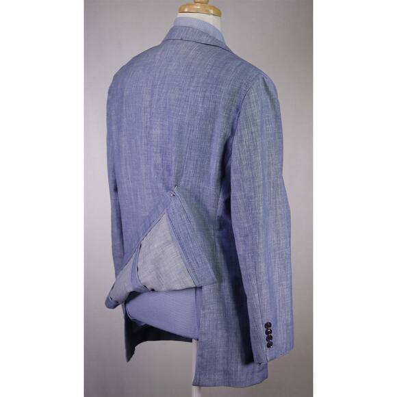 Hugo Boss Current Light Blue Wool Linen 2-Btn Blazer Jacket 42L - Picture 7 of 11